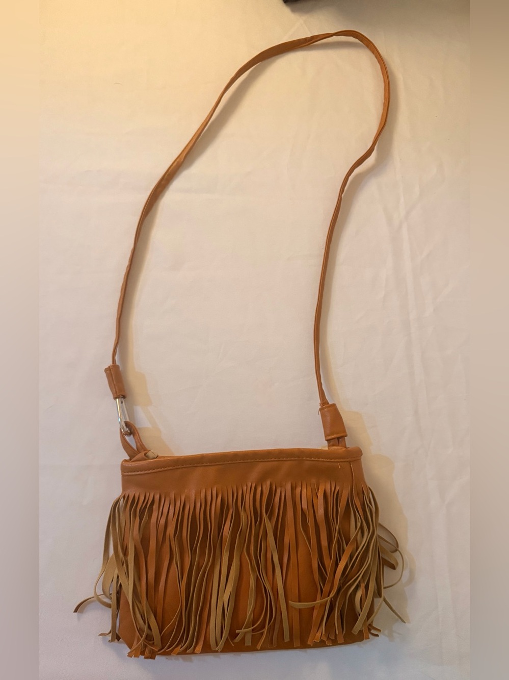 Brown Fringe Crossbody Bag Boho Western Faux Leather